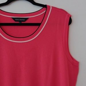 Ming Wang  Contrasting Trim Shell Knit Tank Top #1475